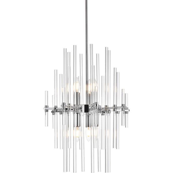 Sienna 17 Inch Crystal Rod Pendant In Chrome